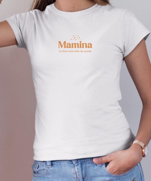 Tee-shirt - Blanc - Mamina la 8ième merveille du monde VF Pour femme-2.jpg