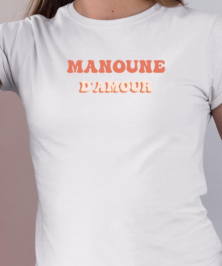 Tee-shirt - Blanc - Manoune d'amour funky Pour femme-1