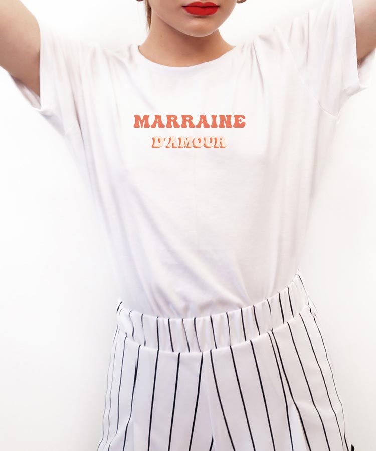 Tee-shirt - Blanc - Marraine d'amour funky Pour femme-2