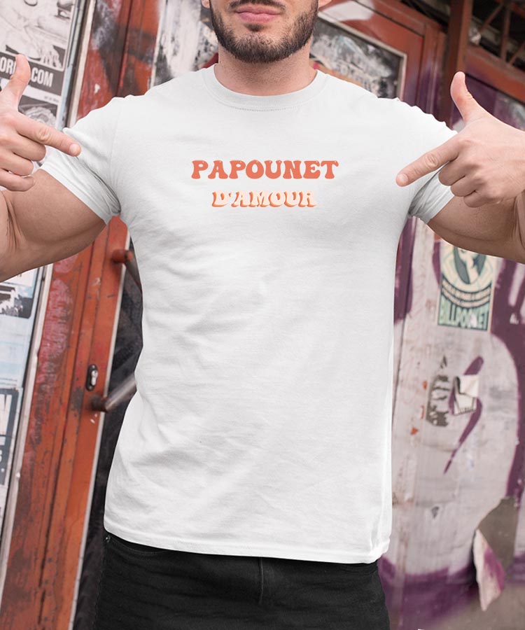 Tee-shirt - Blanc - Papounet d'amour funky Pour homme-2