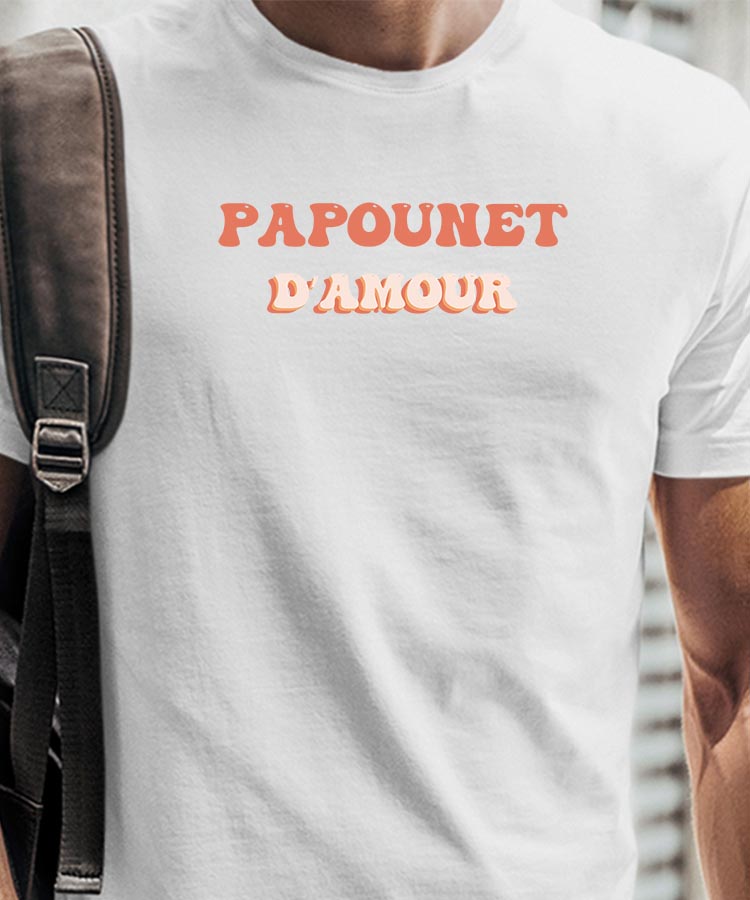 Tee-shirt - Blanc - Papounet d'amour funky Pour homme-1