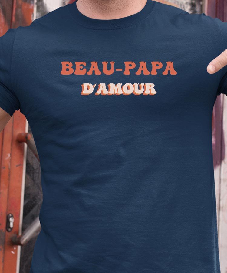 Tee-shirt - Bleu Marine - Beau-Papa d'amour funky Pour homme-1