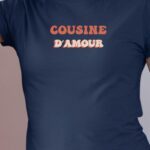 Tee-shirt - Bleu Marine - Cousine d'amour funky Pour femme-1