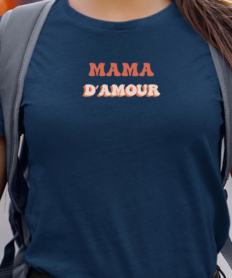 Tee-shirt - Bleu Marine - Mama d'amour funky Pour femme-1
