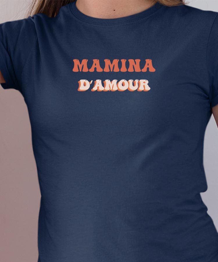Tee-shirt - Bleu Marine - Mamina d'amour funky Pour femme-1