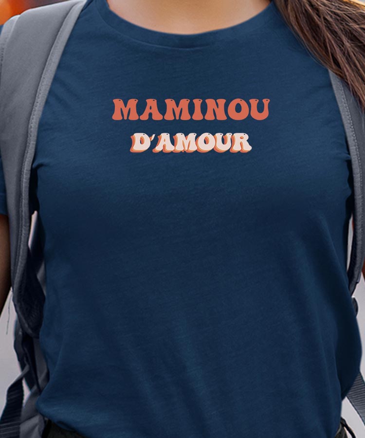 Tee-shirt - Bleu Marine - Maminou d'amour funky Pour femme-1