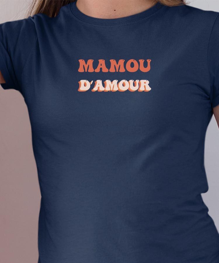 Tee-shirt - Bleu Marine - Mamou d'amour funky Pour femme-1