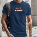 Tee-shirt - Bleu Marine - Papa d'amour funky Pour homme-2