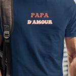 Tee-shirt - Bleu Marine - Papa d'amour funky Pour homme-1
