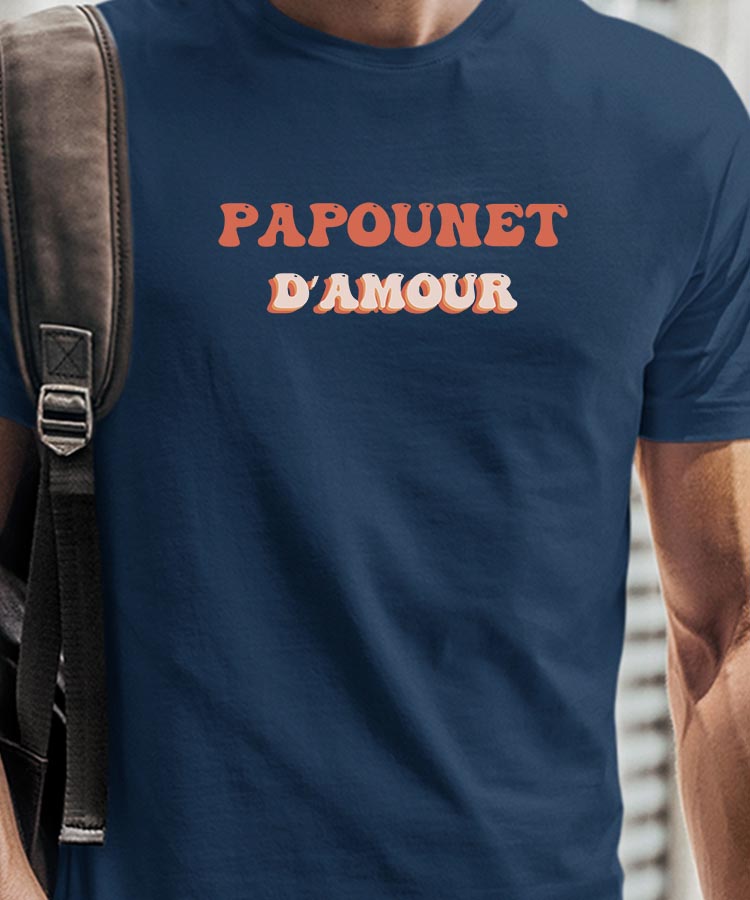 Tee-shirt - Bleu Marine - Papounet d'amour funky Pour homme-1