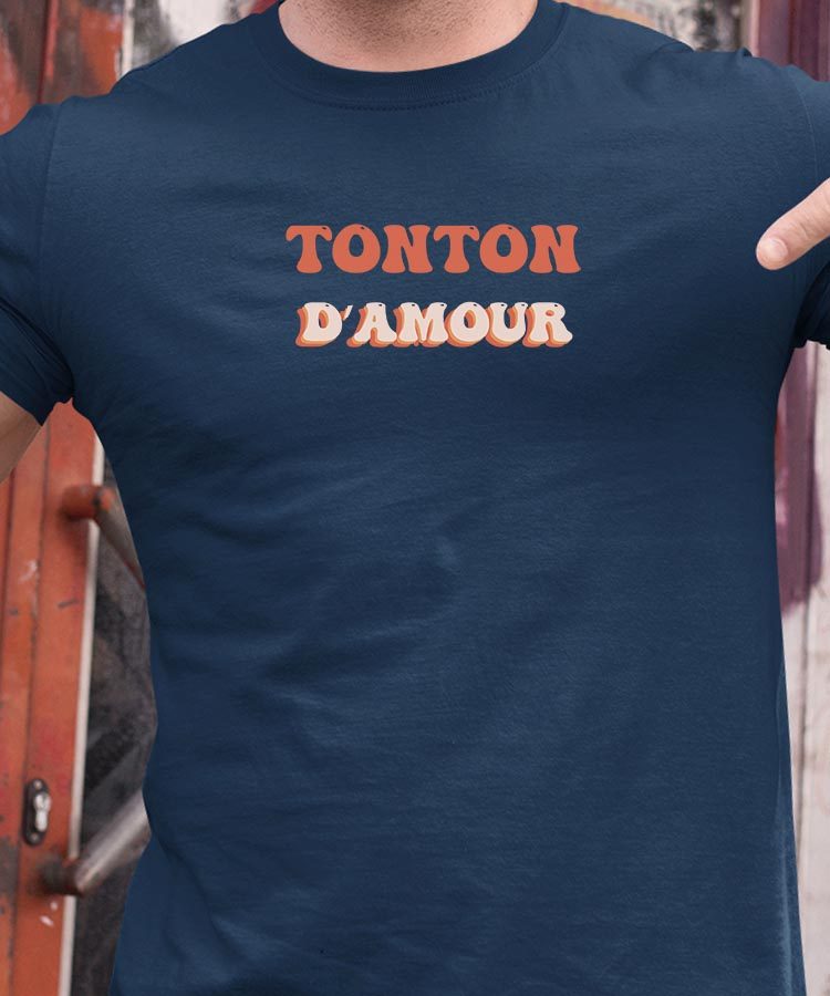 Tee-shirt - Bleu Marine - Tonton d'amour funky Pour homme-1