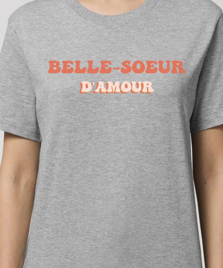 Tee-shirt - Gris - Belle-Soeur d'amour funky Pour femme-1