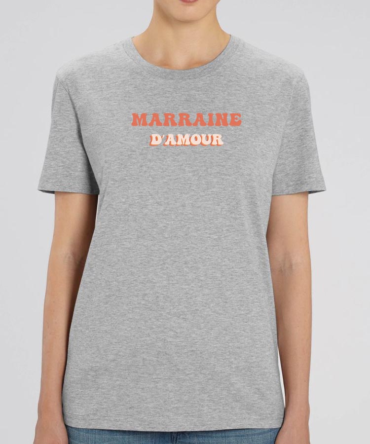 Tee-shirt - Gris - Marraine d'amour funky Pour femme-2