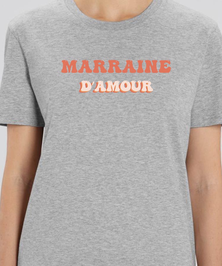 Tee-shirt - Gris - Marraine d'amour funky Pour femme-1