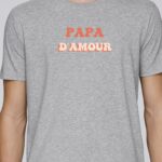 Tee-shirt - Gris - Papa d'amour funky Pour homme-1