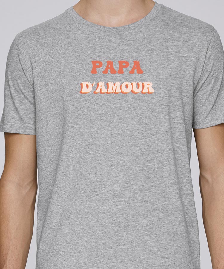 Tee-shirt - Gris - Papa d'amour funky Pour homme-1