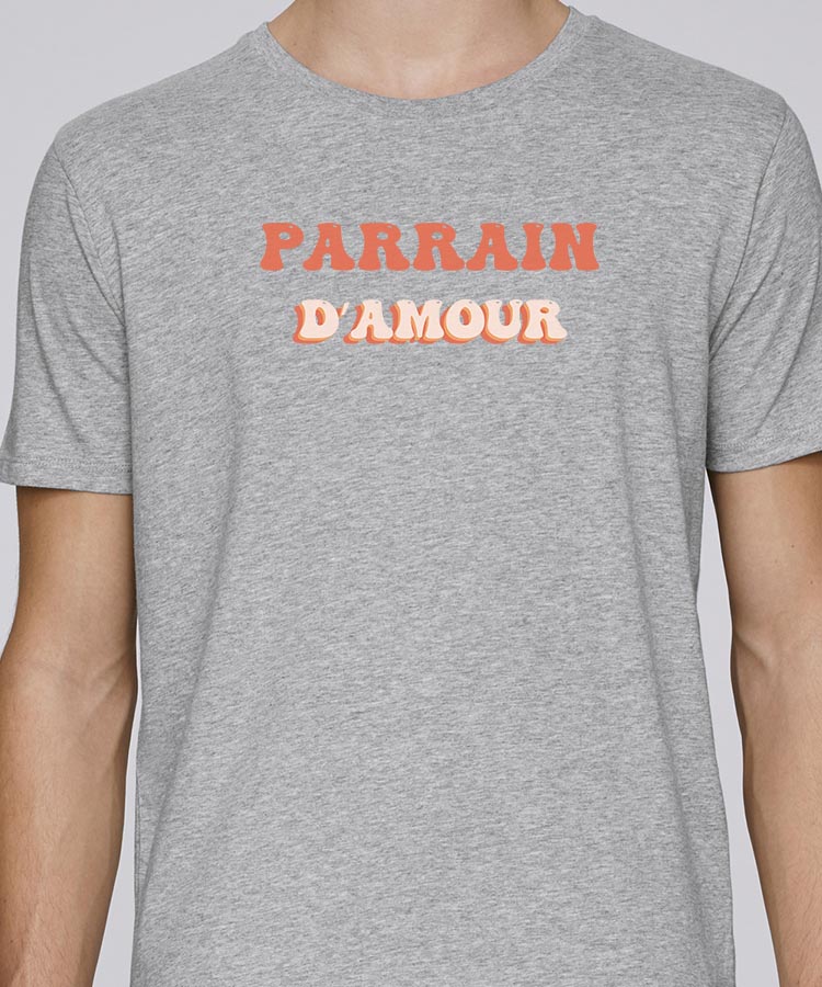 Tee-shirt - Gris - Parrain d'amour funky Pour homme-1