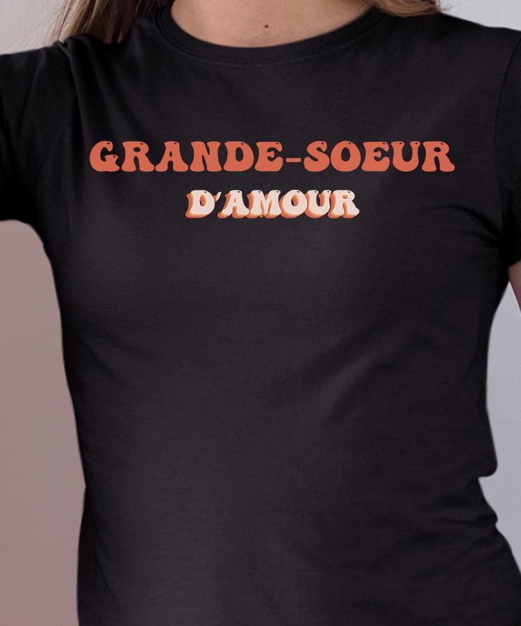 Tee-shirt - Noir - Grande-Soeur d'amour funky Pour femme-1