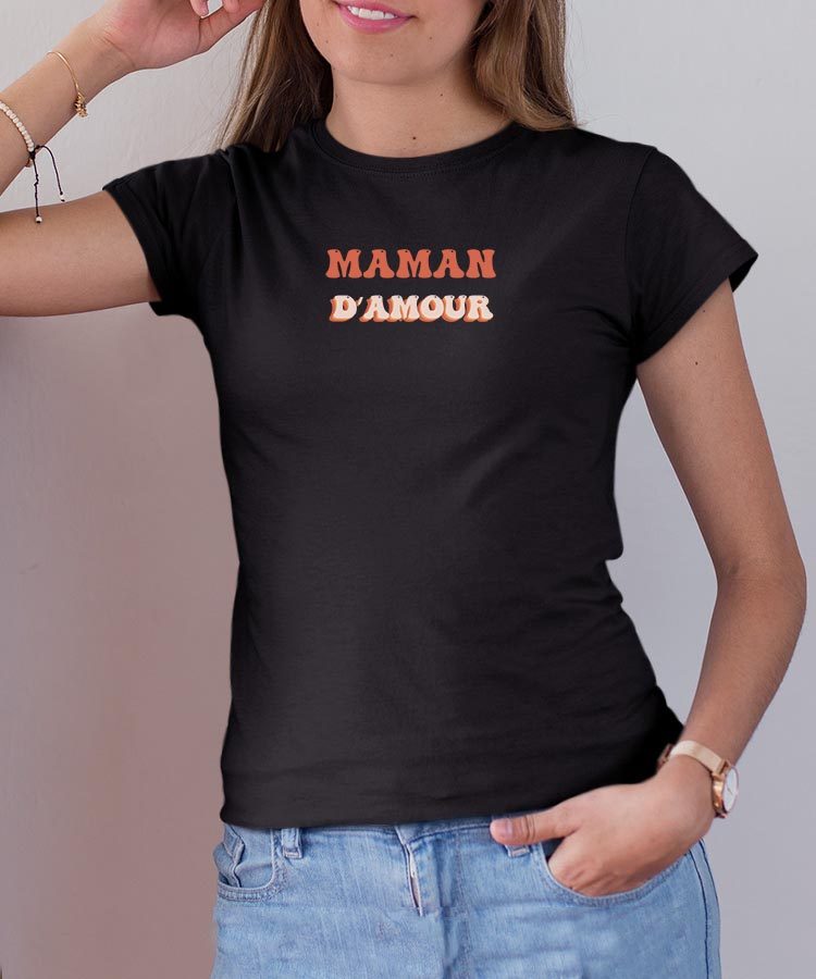 Tee-shirt - Noir - Maman d'amour funky Pour femme-2
