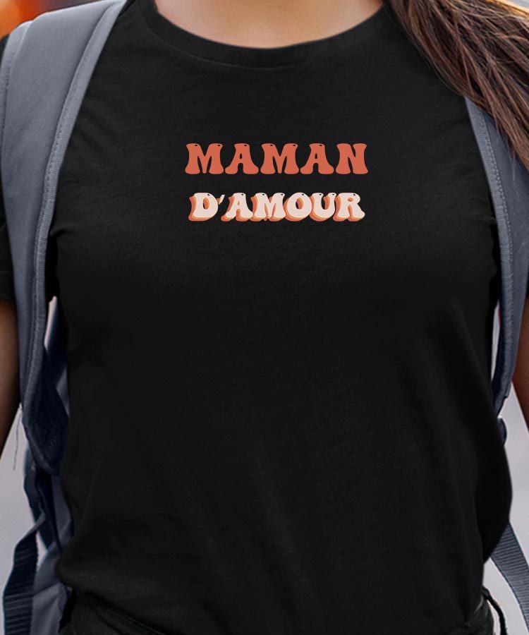 Tee-shirt - Noir - Maman d'amour funky Pour femme-1