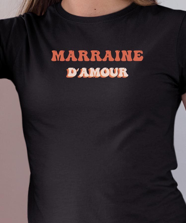 Tee-shirt - Noir - Marraine d'amour funky Pour femme-1