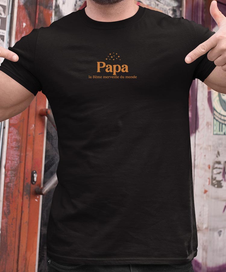 Tee-shirt - Noir - Papa la 8ième merveille du monde VF Pour homme-2