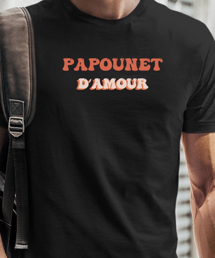 Tee-shirt - Noir - Papounet d'amour funky Pour homme-1