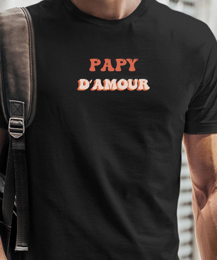 Tee-shirt - Noir - Papy d'amour funky Pour homme-1