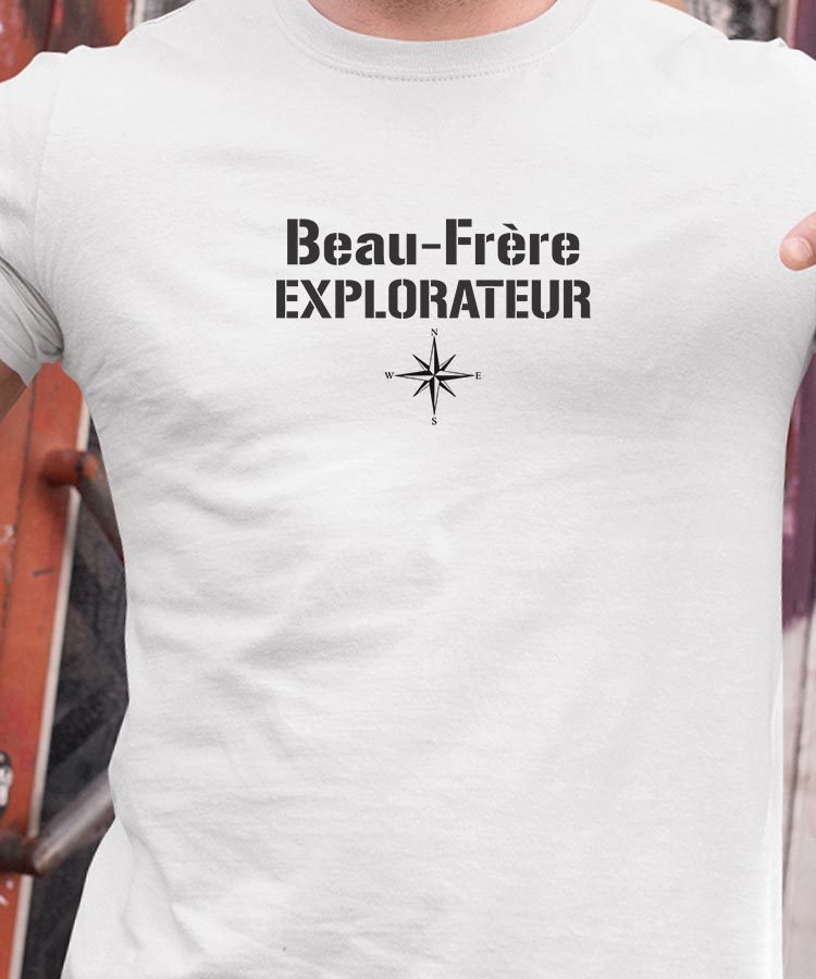 T-Shirt Blanc Beau-Frère explorateur Pour homme-1