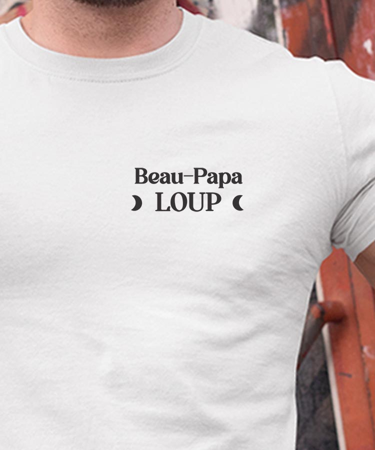 T-Shirt Blanc Beau-Papa Loup lune coeur Pour homme-1