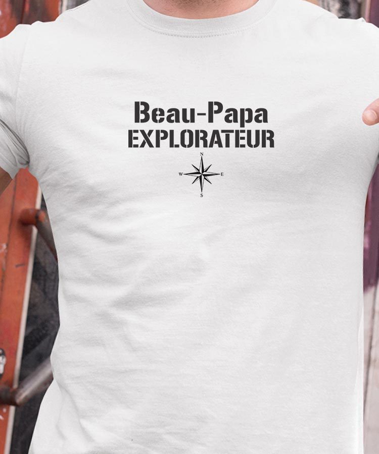 T-Shirt Blanc Beau-Papa explorateur Pour homme-1