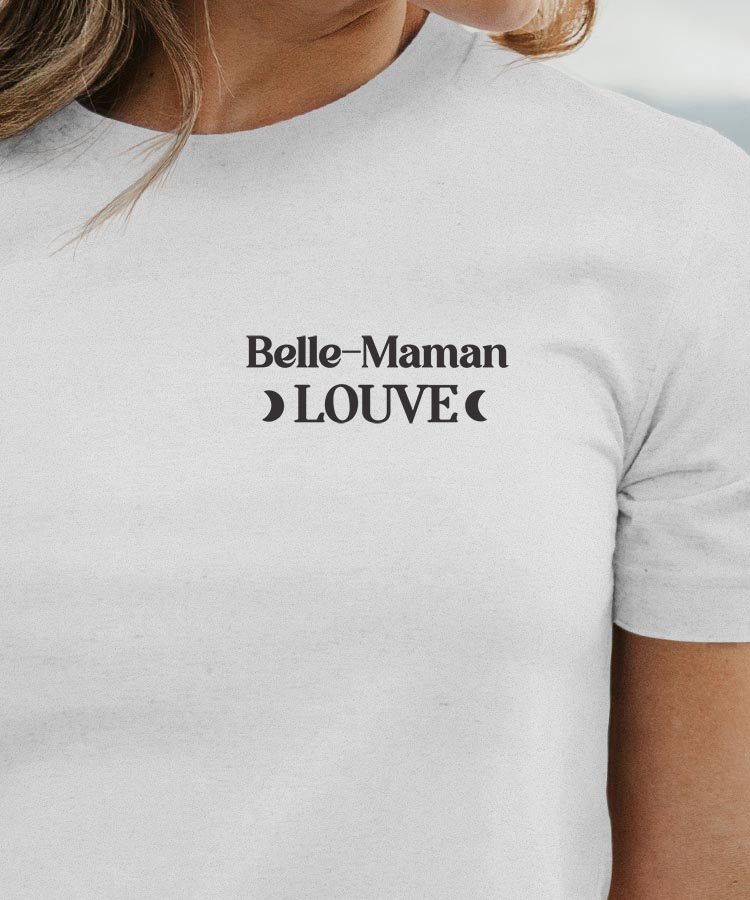T-Shirt Blanc Belle-Maman Louve lune coeur Pour femme-1