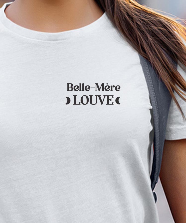 T-Shirt Blanc Belle-Mère Louve lune coeur Pour femme-1