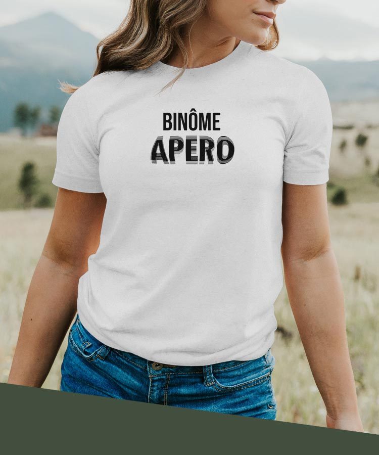 T-Shirt Blanc Binôme apéro face Pour femme-2