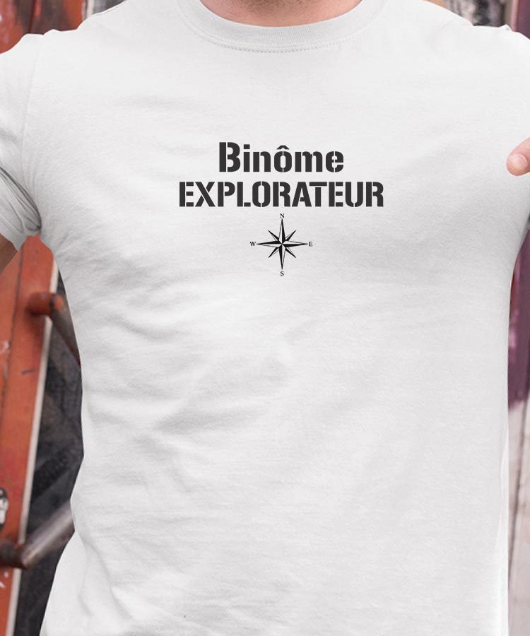 T-Shirt Blanc Binôme explorateur Pour homme-1