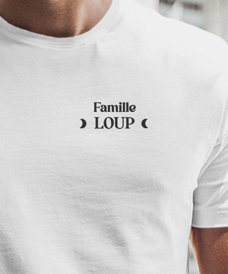 T-Shirt Blanc Famille Loup lune coeur Pour homme-1