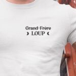 T-Shirt Blanc Grand-Frère Loup lune coeur Pour homme-1