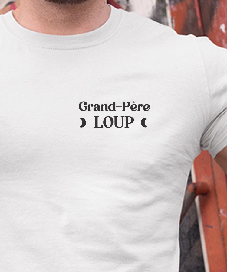 T-Shirt Blanc Grand-Père Loup lune coeur Pour homme-1