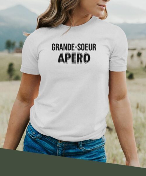 T-Shirt Blanc Grande-Soeur apéro face Pour femme-2