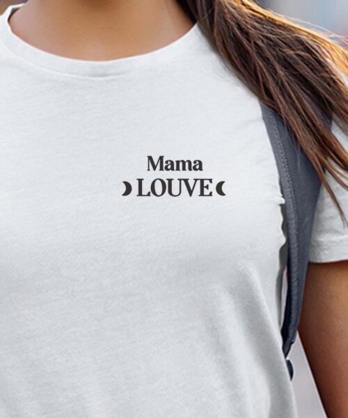 T-Shirt Blanc Mama Louve lune coeur Pour femme-1
