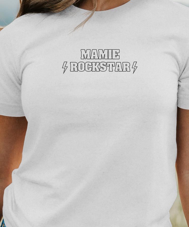 T-Shirt Blanc Mamie ROCKSTAR Pour femme-1