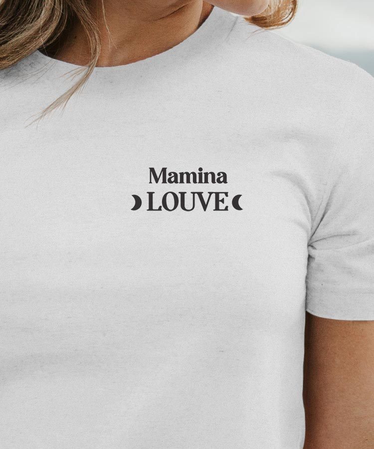 T-Shirt Blanc Mamina Louve lune coeur Pour femme-1