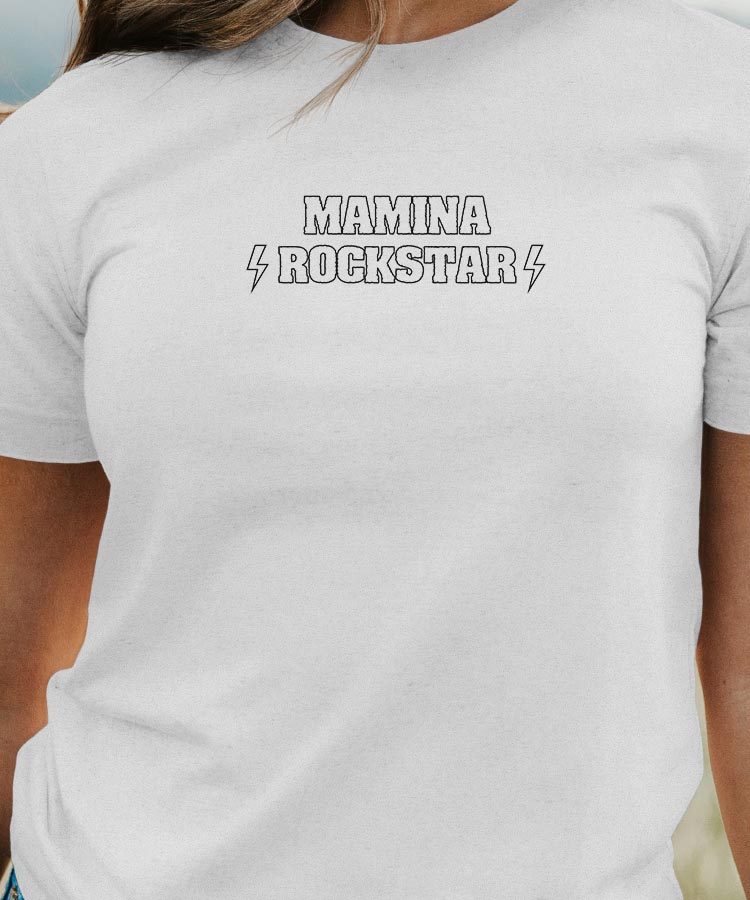 T-Shirt Blanc Mamina ROCKSTAR Pour femme-1