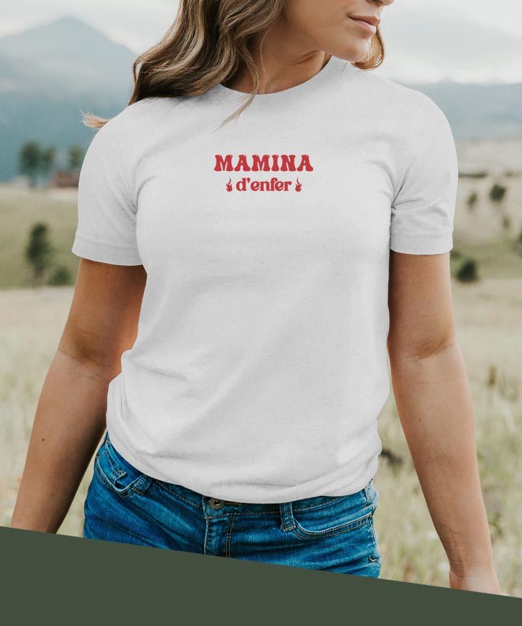 T-Shirt Blanc Mamina d'enfer Pour femme-2