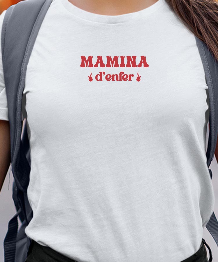 T-Shirt Blanc Mamina d'enfer Pour femme-1