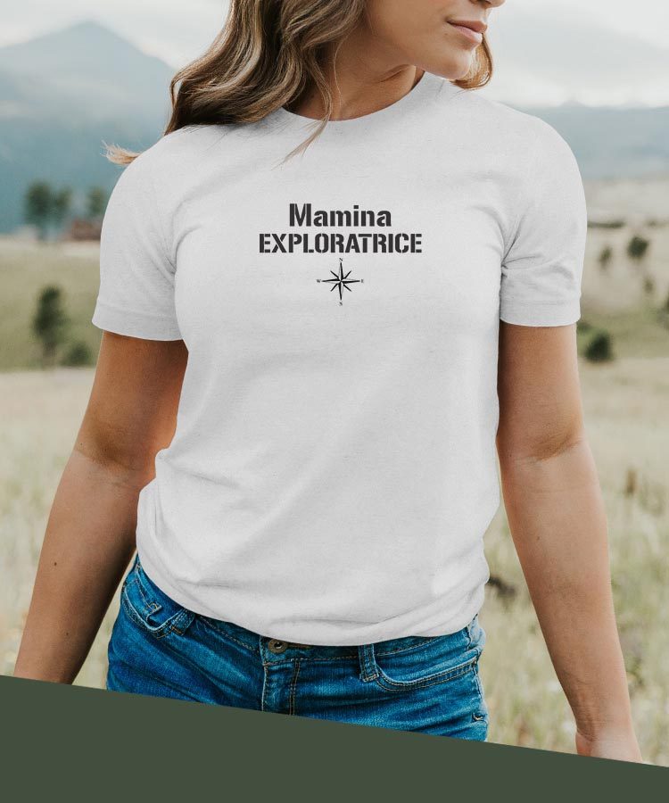 T-Shirt Blanc Mamina exploratrice Pour femme-2