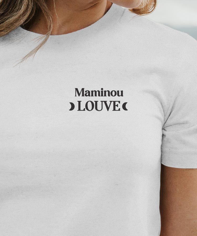 T-Shirt Blanc Maminou Louve lune coeur Pour femme-1