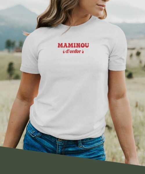 T-Shirt Blanc Maminou d'enfer Pour femme-2