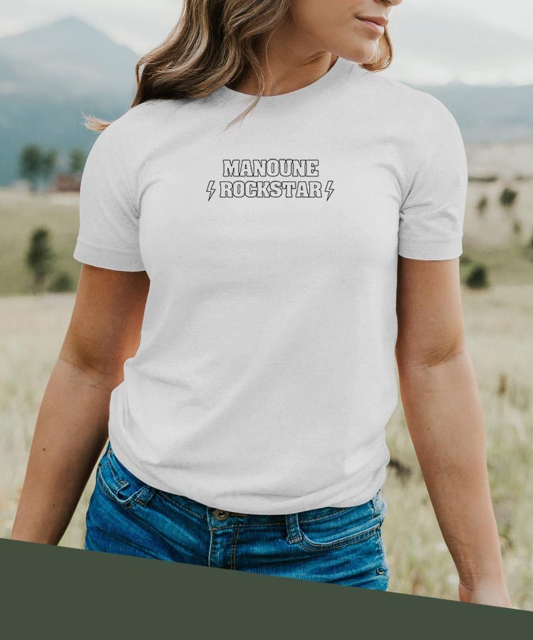 T-Shirt Blanc Manoune ROCKSTAR Pour femme-2