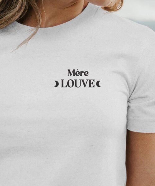 T-Shirt Blanc Mère Louve lune coeur Pour femme-1